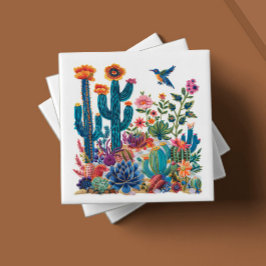 Azulejo De Cerâmica Desert Blooms Blossom Oasis