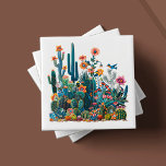 Azulejo De Cerâmica Desert Blooms Lush Mirage<br><div class="desc">Bem-vindos à arte de 'Desert Blooms Lush Mirage', um dos seis designs de azulejo cerâmico cativantes de nossa apreciada coleção. Cada azulejo é um retrato artesanal do ecossistema vibrante do deserto, com um conjunto exuberante de cactos, flores e fauna rendidos num caleidoscópio de cores ricas e tácteis. O azulejo 'Lush...</div>