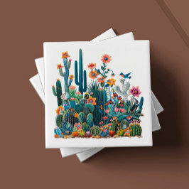 Azulejo De Cerâmica Desert Blooms Lush Mirage