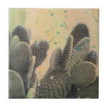 Azulejo De Cerâmica Desert Cactus | Frente Verde<br><div class="desc">Desert Cactus | Artista do "Green Splatter": Naomi McCavitt</div>