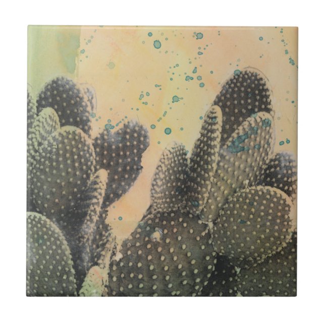 Azulejo De Cerâmica Desert Cactus | Frente Verde (Frente)