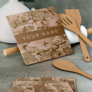 Azulejo De Cerâmica Desert Camouflage Pebbles, o teu nome Personaliza