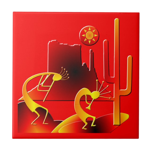 Azulejo De Cerâmica Desert Kokopelli (Frente)