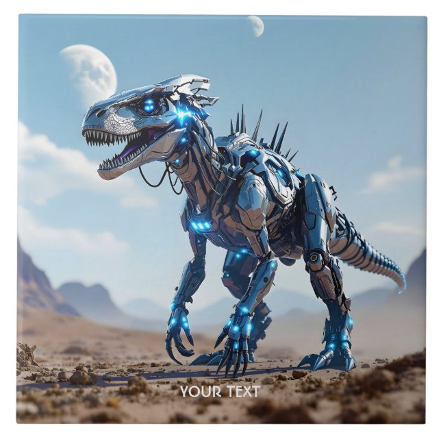 Azulejo De Cerâmica Deserto de Dinossaur Cibborg Fantasy Cute (Frente)