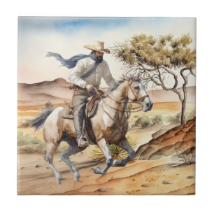 Azulejo De Cerâmica deserto fofo de cowboy ocidental