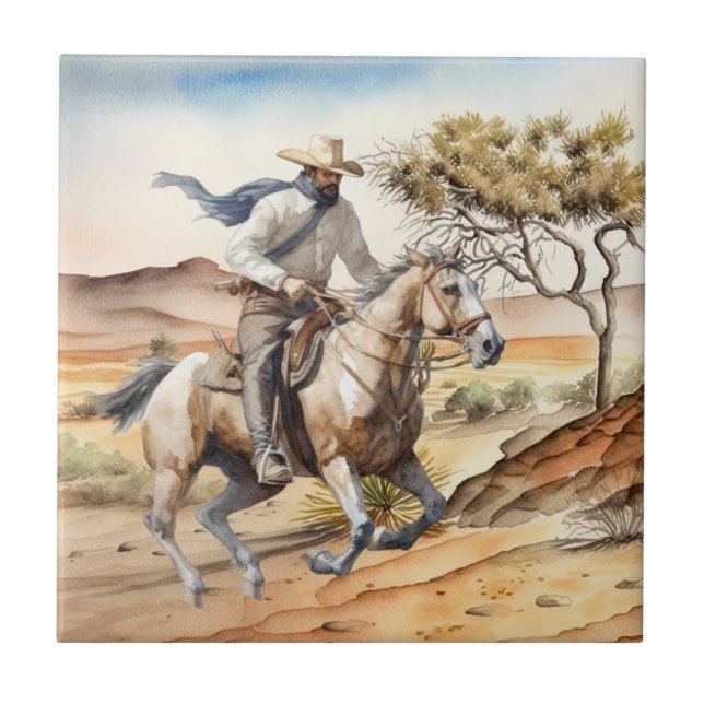 Azulejo De Cerâmica deserto fofo de cowboy ocidental (Frente)