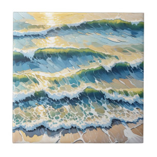 Azulejo De Cerâmica Design 345 Verde Azul no Oceano Praia
