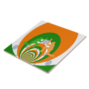 Azulejo De Cerâmica Design Abstrato do Espírito de Críquete da Índia