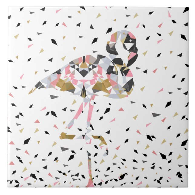 Azulejo De Cerâmica Design abstrato do Flamingo, geométrico e bonito (Frente)