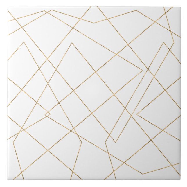 Azulejo De Cerâmica Design Abstrato Geométrico com Traços de Ouro Mode (Frente)