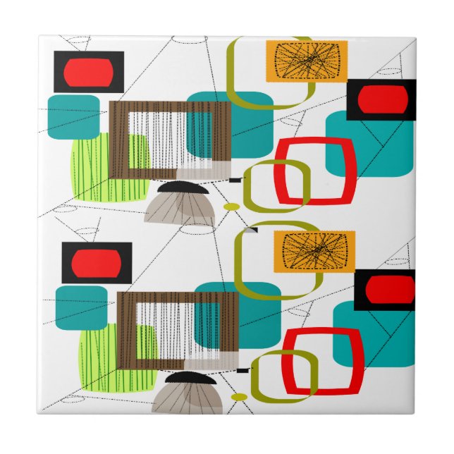 Azulejo De Cerâmica Design abstrato inspirado atômico (Frente)