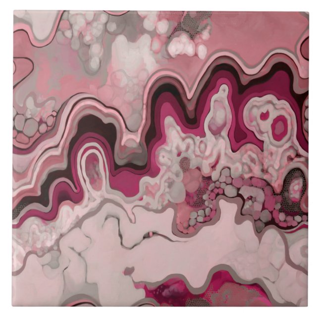 Azulejo De Cerâmica Design abstrato, pintura moderna, ondas, linhas (Frente)