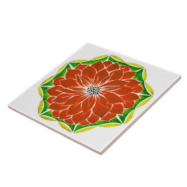 Azulejo De Cerâmica Design ALARANJADO da POINSÉTIA