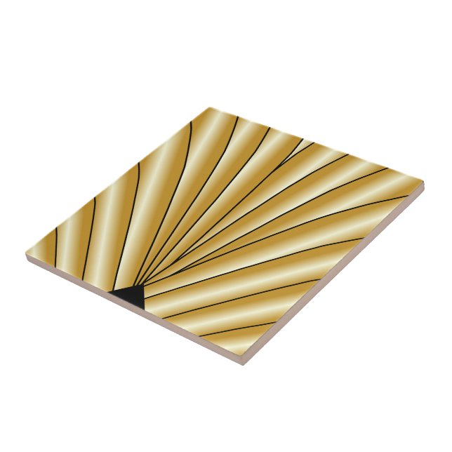 Azulejo De Cerâmica Design Art Déco Dourado (Lateral)