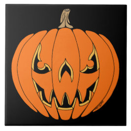 Azulejo De Cerâmica Design Assustador de Jack-o'-Lantern de Halloween