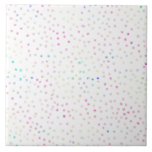 Azulejo De Cerâmica Design Branco de Pontos de Confetti Iridescentes E