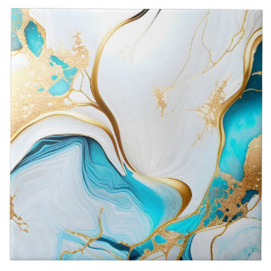 Azulejo De Cerâmica Design branco Dourado azul bonito