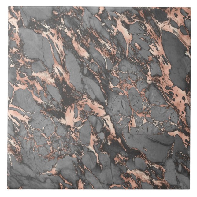 Azulejo De Cerâmica design Cinza de mármore de ouro rosa (Frente)