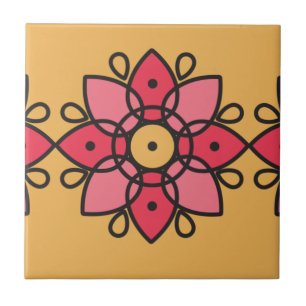 Azulejo De Cerâmica design cor amarela e rosa para casa