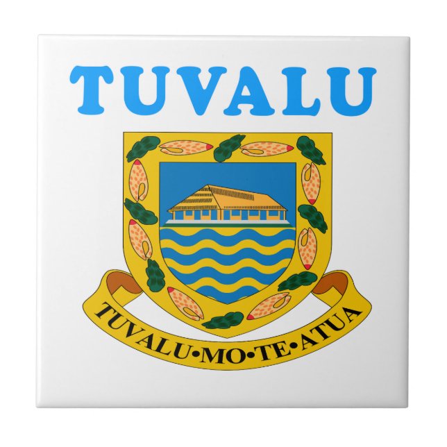 Azulejo De Cerâmica Design da brasão de Tuvalu (Frente)