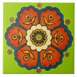 Azulejo De Cerâmica Design da flor do vintage