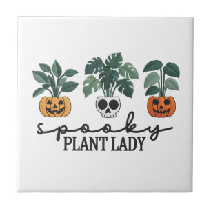 Azulejo De Cerâmica Design da Spooky Plant Lady Halloween Monstera