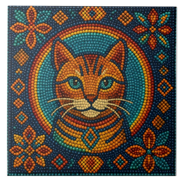 Azulejo De Cerâmica Design da tampa do gatinho (Frente)