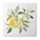 Azulejo De Cerâmica Design da Toscana-Limão-Mediterrânica<br><div class="desc">Azulejo cerâmico de design de cor d'água do limão mediterrânico do Tuscan.</div>