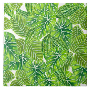 Azulejo De Cerâmica Design das folhas tropicais aquáticas