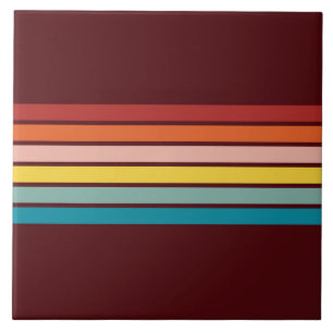 Azulejo De Cerâmica Design de 80s com faixas coloridas com striping 70