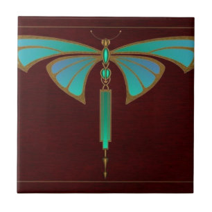 Azulejo De Cerâmica Design de animais de arte azul Vintage Nouveau