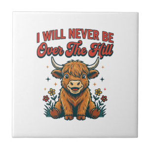 Azulejo De Cerâmica Design de aniversário engraçado de vaca das Terras