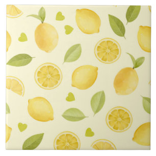 Azulejo De Cerâmica Design de aquarela amarelo de limões