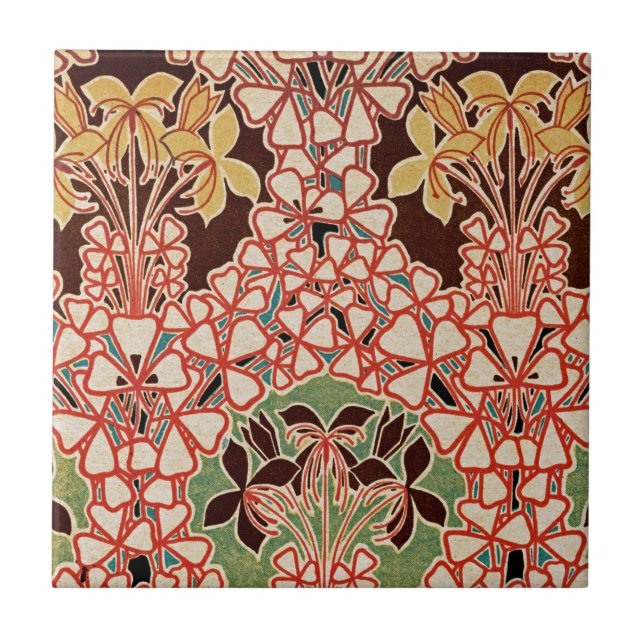 Azulejo De Cerâmica Design de Art Nouveau nº 6 @ VictoriaShaylee (Frente)