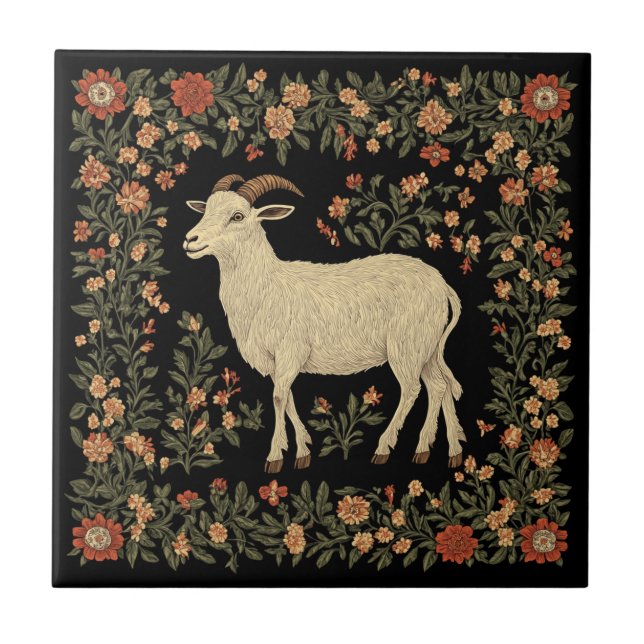 Azulejo De Cerâmica Design de Arte Folar e Caprino Encantado (Frente)