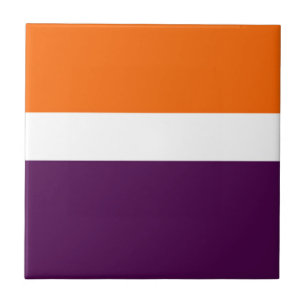 Azulejo De Cerâmica Design de Bloco de Cor Simples Púrpura Laranja Bra