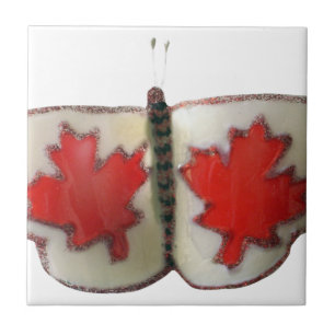 Azulejo De Cerâmica Design de Borboleta de Bandeira Canadiana