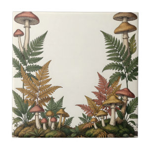 Azulejo De Cerâmica Design de Bordadura Botânica de Samambaia de Cogum