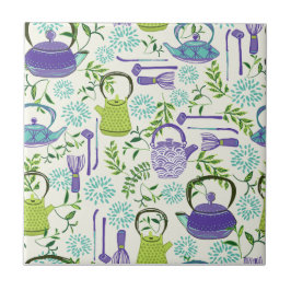 Azulejo De Cerâmica Design de bule de chá verde japonês
