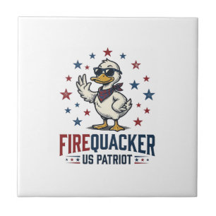 Azulejo De Cerâmica Design de Camisa Vintage Pato Patriótico Firequack