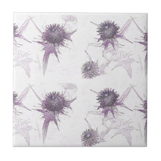 Azulejo De Cerâmica design de cardo roxo da natureza