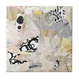 Azulejo De Cerâmica Design de Colagem Abstrata Elegante Neutra