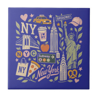 Azulejo De Cerâmica design de colagem retrô ny