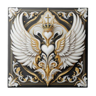 Azulejo De Cerâmica Design de Coração Monarch Winged