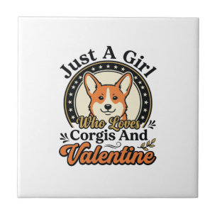 Azulejo De Cerâmica Design de Corgi no Dia dos Namorados para Amantes