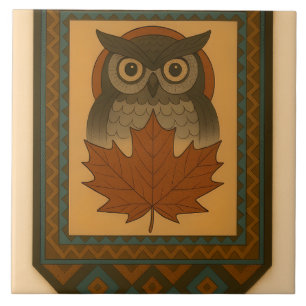 Azulejo De Cerâmica Design de Coruja Mágica com Olho Abençoado