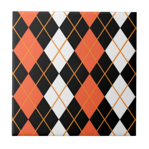 Azulejo De Cerâmica Design de Diamante de Argyle Branco-Preto-Laranja