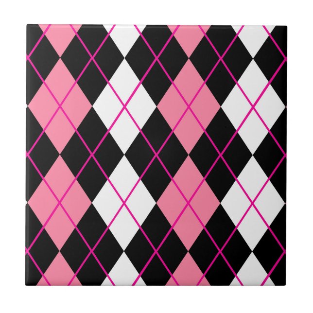 Azulejo De Cerâmica Design de Diamante de Argyle Branco-Rosa (Frente)