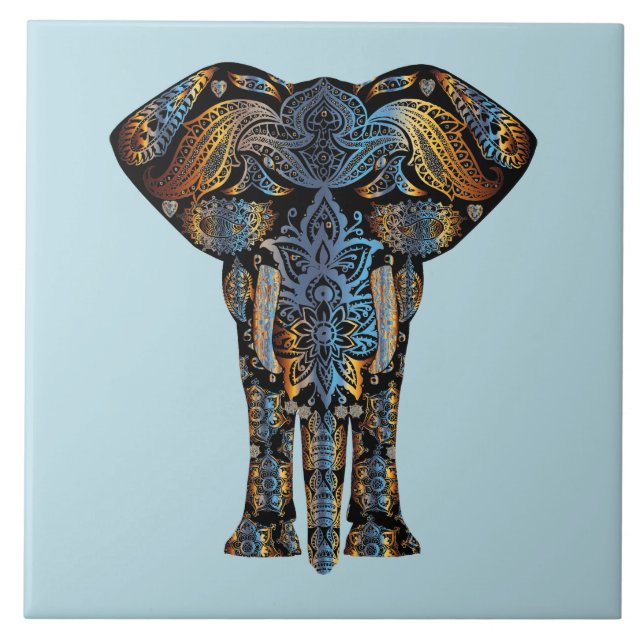 Azulejo De Cerâmica Design de elefante decorativo (Frente)