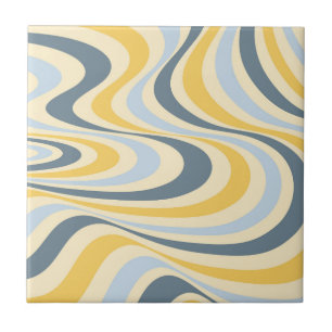 Azulejo De Cerâmica Design de espiral abstrato amarelo e azul